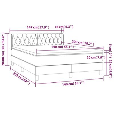 vidaXL Boxspring met matras stof taupe 140x200 cm