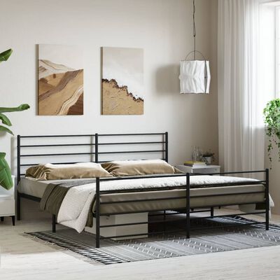 vidaXL Bedframe met hoofd- en voeteneinde metaal zwart 200x200 cm