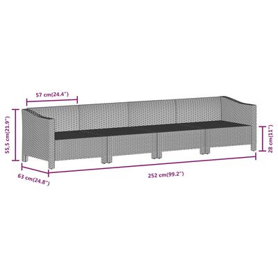 vidaXL 8-delige Loungeset met kussens poly rattan grijs