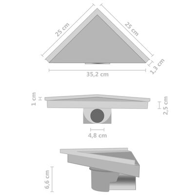 vidaXL Doucheafvoer met 2-in-1 deksel 25x25 cm roestvrij staal