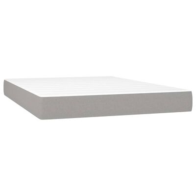 vidaXL Boxspring met matras stof lichtgrijs 140x200 cm