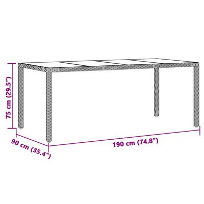 vidaXL Tuintafel met glazen blad 90x90x75 cm poly rattan bruin