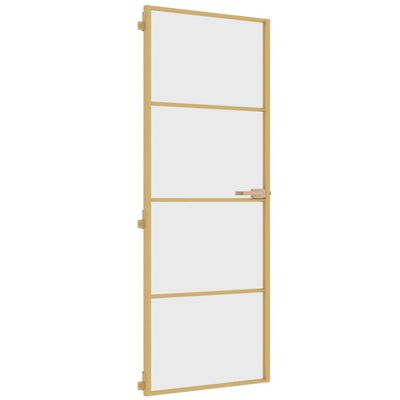 vidaXL Binnendeur smal 76x201,5 cm gehard glas en aluminium goudkleur