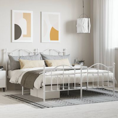 vidaXL Bedframe met hoofd- en voeteneinde metaal wit 183x213 cm