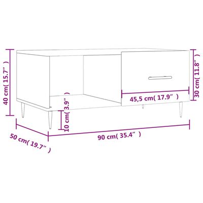 vidaXL Salontafel 90x50x40 cm bewerkt hout gerookt eikenkleurig