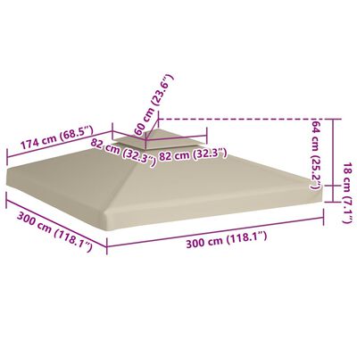 vidaXL Vervangend tentdoek prieel 310 g/m² 3x3 m groen