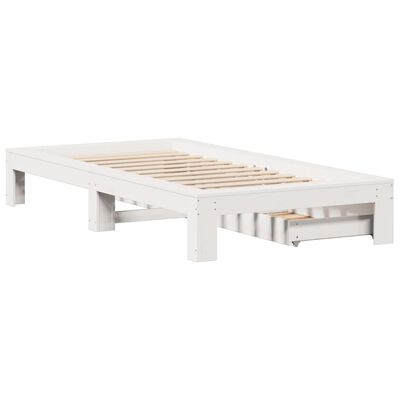 vidaXL Bedframe zonder matras massief grenenhout wit 90x200 cm