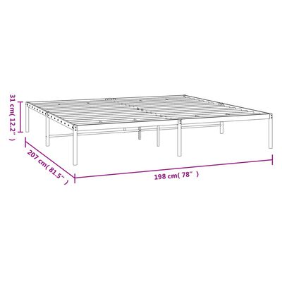 vidaXL Bedframe metaal zwart 193x203 cm