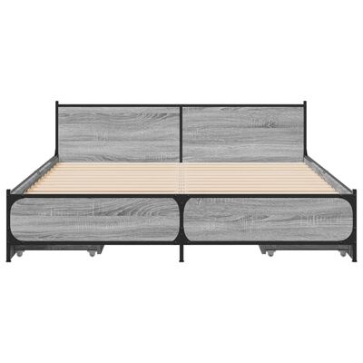 vidaXL Bedframe met lades bewerkt hout grijs sonoma eiken 135x190 cm