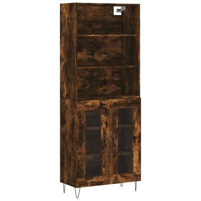 vidaXL Hoge kast 69,5x34x180 cm bewerkt hout gerookt eikenkleurig