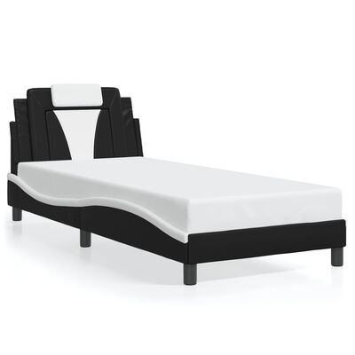 vidaXL Bedframe met LED-verlichting kunstleer zwart en wit 80x200 cm