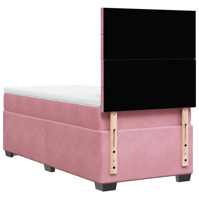 vidaXL Boxspring met matras fluweel roze 80x200 cm