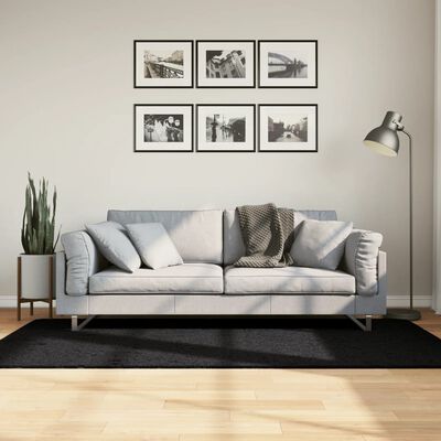 vidaXL Vloerkleed PAMPLONA shaggy hoogpolig modern 100x200 cm zwart