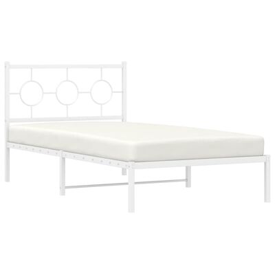 vidaXL Bedframe met hoofdbord metaal wit 100x200 cm