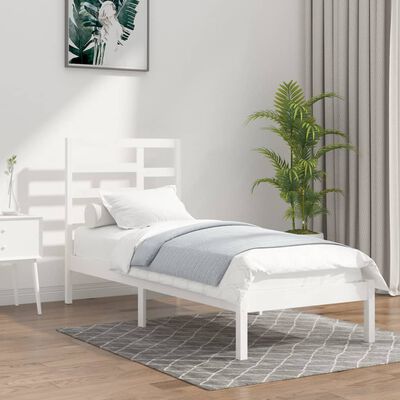 vidaXL Bedframe massief hout wit 100x200 cm