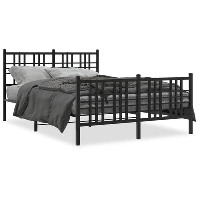 vidaXL Bedframe met hoofd- en voeteneinde metaal zwart 140x190 cm