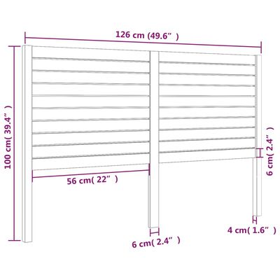 vidaXL Hoofdbord 126x4x100 cm massief grenenhout zwart