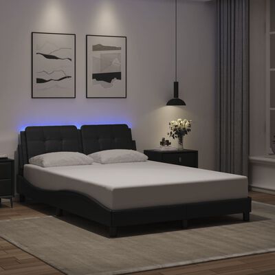 vidaXL Bedframe met LED-verlichting kunstleer zwart 140x200 cm