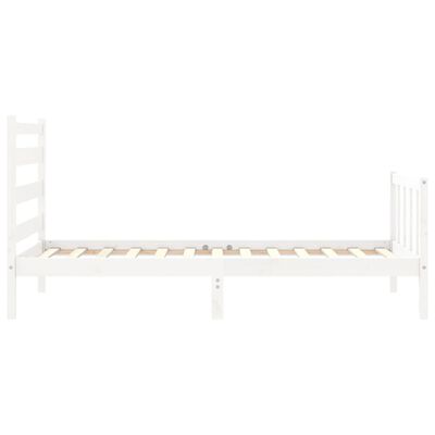 vidaXL Bedframe met hoofdbord massief hout wit 90x190 cm