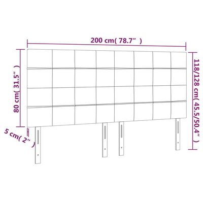 vidaXL Hoofdbord LED 200x5x118/128 cm fluweel lichtgrijs