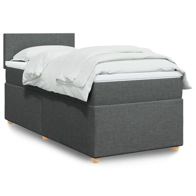 vidaXL Boxspring met matras stof donkergrijs Single