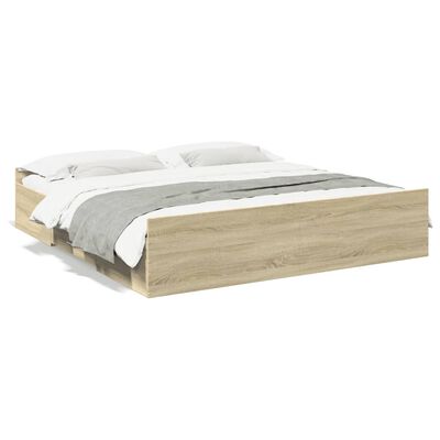 vidaXL Bedframe met lades bewerkt hout sonoma eikenkleurig 200x200 cm