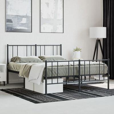 vidaXL Bedframe met hoofd- en voeteneinde metaal zwart 120x200 cm