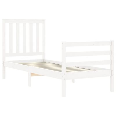 vidaXL Bedframe met hoofdbord massief hout wit