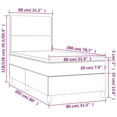 vidaXL Boxspring met matras stof lichtgrijs 80x200 cm