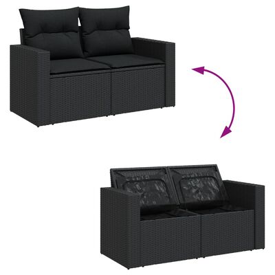 vidaXL 14-delige Loungeset met kussens poly rattan zwart