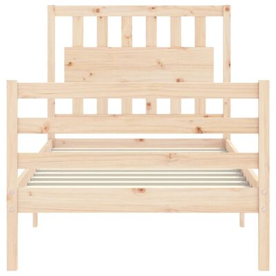 vidaXL Bedframe met hoofdbord massief hout 90x200 cm