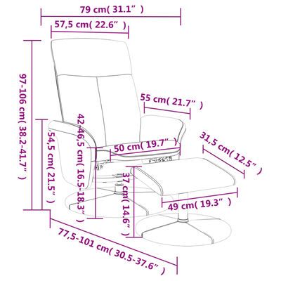 vidaXL Fauteuil verstelbaar met voetenbank stof zwart