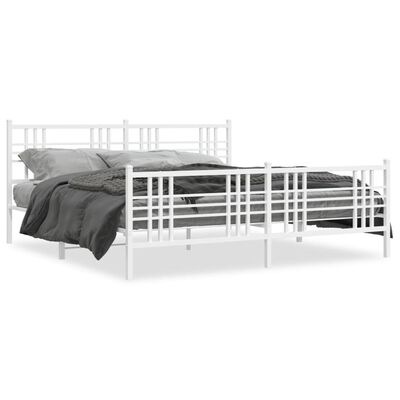 vidaXL Bedframe met hoofd- en voeteneinde metaal wit 200x200 cm