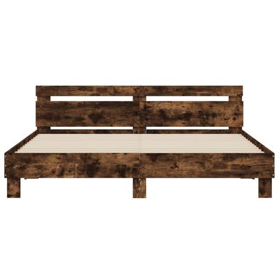 vidaXL Bedframe met hoofdeinde bewerkt hout gerookt eiken 160x200 cm