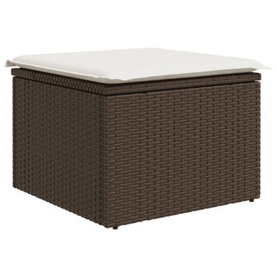 vidaXL 4-delige Loungeset met kussens poly rattan bruin