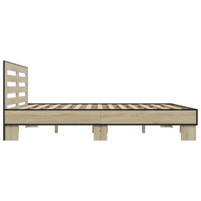 vidaXL Bedframe bewerkt hout metaal sonoma eikenkleurig 180x200 cm