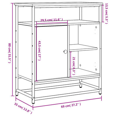 vidaXL Dressoir 69x35x80 cm bewerkt hout sonoma eikenkleurig