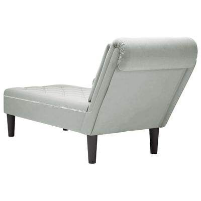 vidaXL Chaise longue met kussen & rechterarmleuning fluweel lichtgrijs