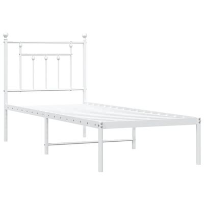 vidaXL Bedframe met hoofdbord zonder matras metaal wit 75x190 cm