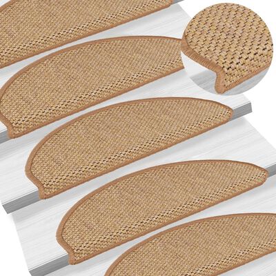 vidaXL Trapmatten zelfklevend 15 st sisal-look 65x21x4 cm sisalkleurig