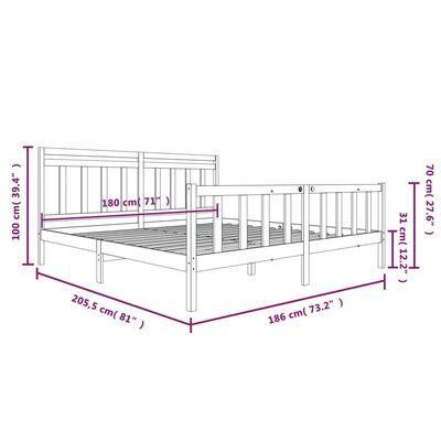 vidaXL Bedframe massief hout 180x200 cm