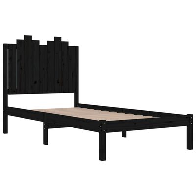 vidaXL Bedframe massief grenenhout zwart 75x190 cm