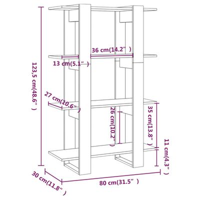 vidaXL Boekenkast/kamerscherm 80x30x123,5 cm bruin eikenkleur