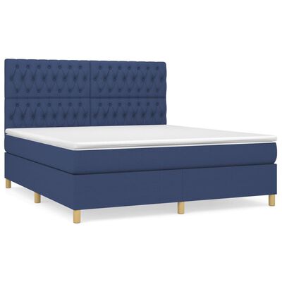 vidaXL Boxspring met matras stof blauw 180x200 cm