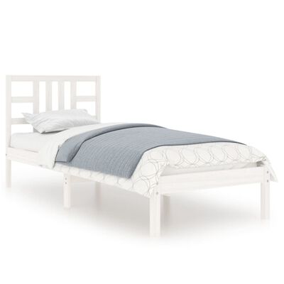 vidaXL Bedframe massief hout wit 90x190 cm