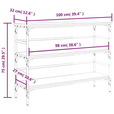 vidaXL Wandtafel 100x32x75 cm bewerkt hout zwart