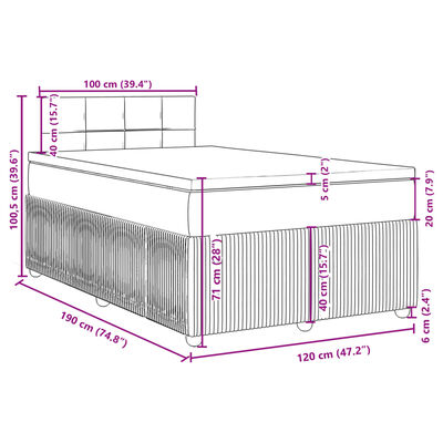 vidaXL Boxspring met matras stof lichtgrijs 120x190 cm