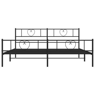 vidaXL Bedframe met hoofd- en voeteneinde metaal zwart 200x200 cm