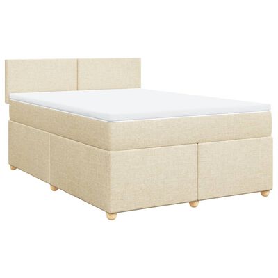 vidaXL Boxspring met matras stof crèmekleurig 160x200 cm