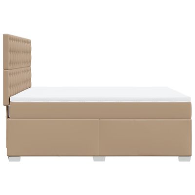 vidaXL Boxspring met matras kunstleer cappuccinokleurig 140x200 cm